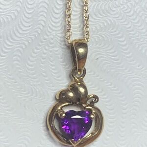 14kt/585 Heart Pendant Necklace Amethyst Gemstone! So pretty!